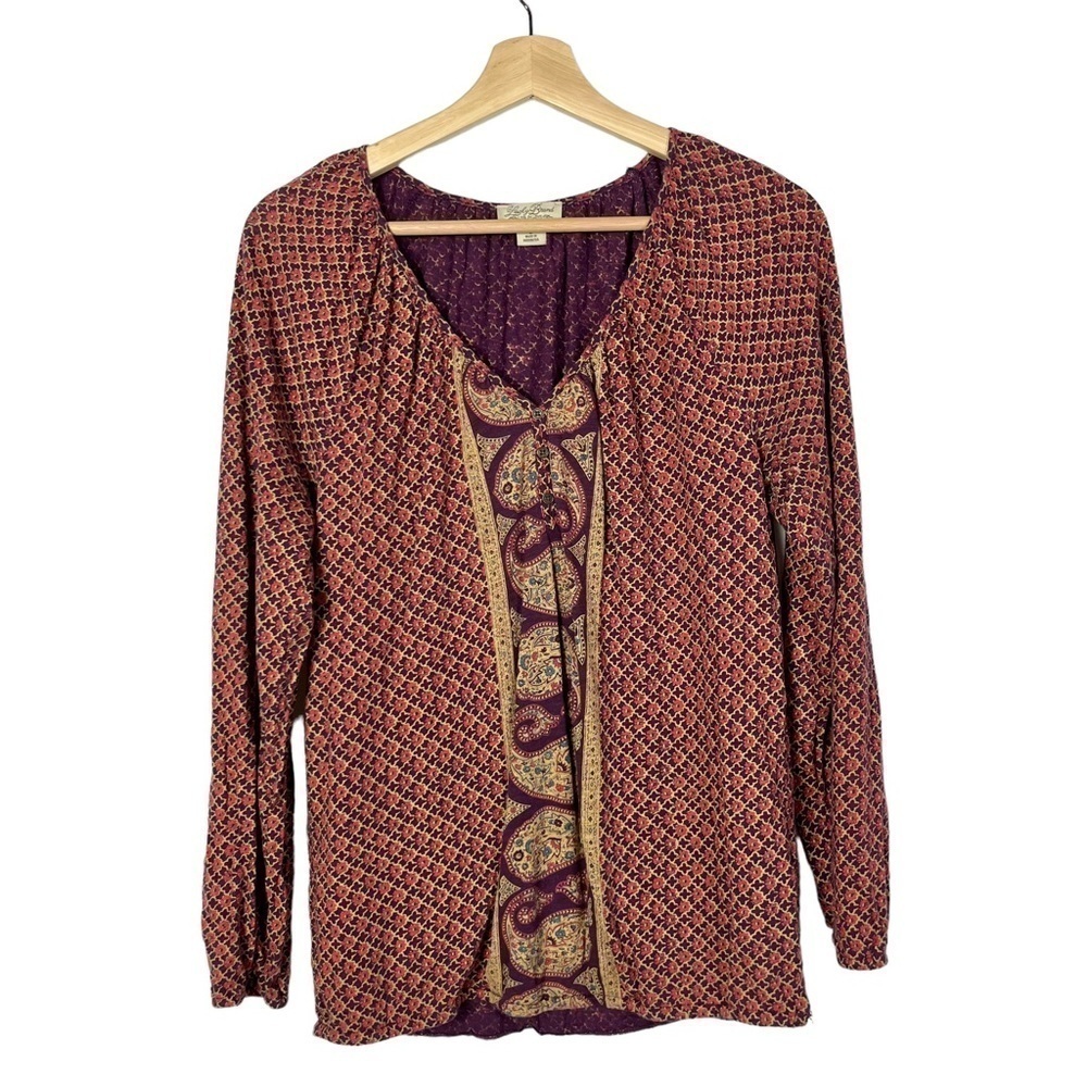 Lucky‎ Brand Red & Yellow Petaluma Paisley Long Sleeve Blouse S